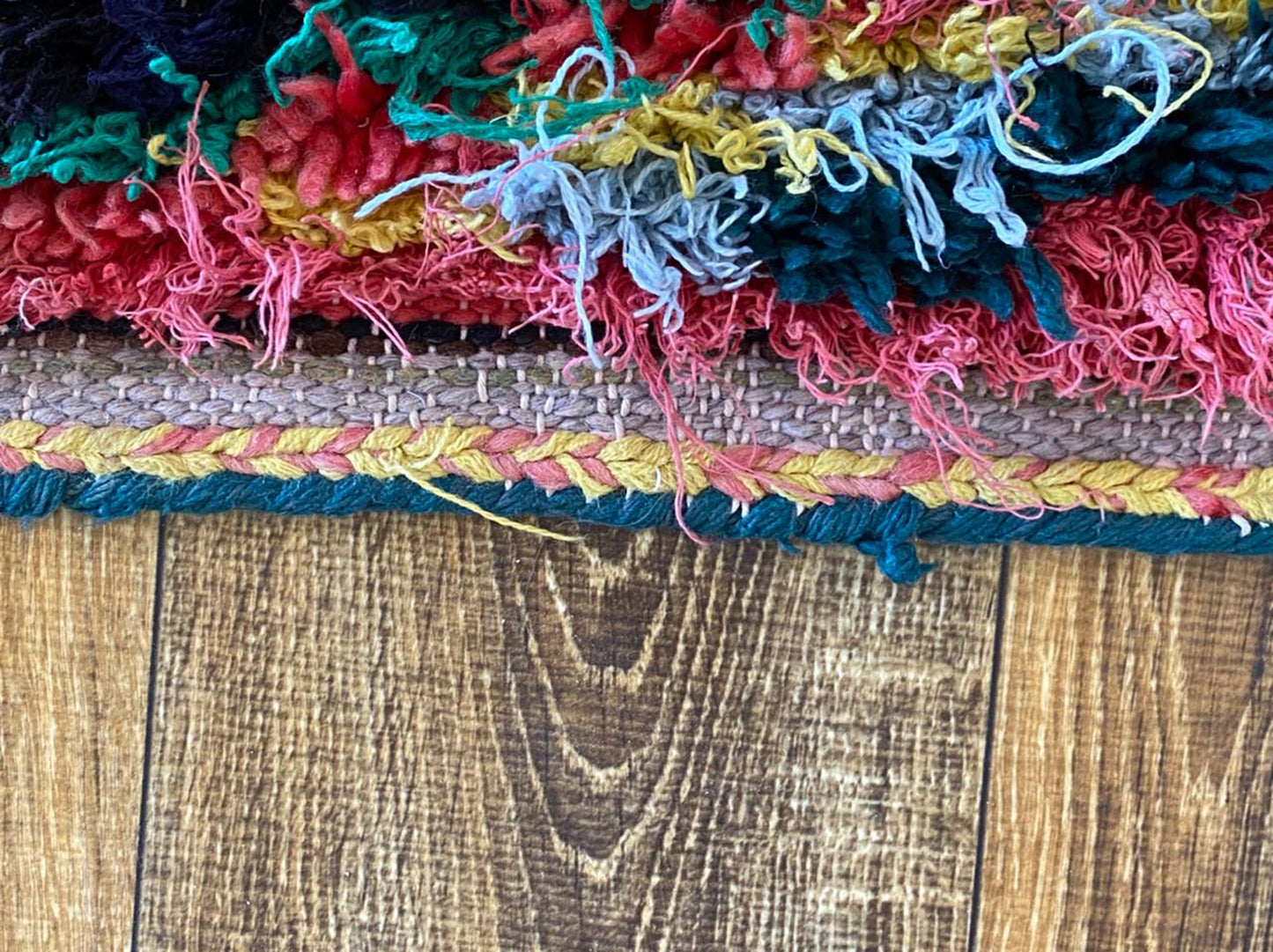 Moroccan vintage woven checkered colorful area rug 4x5.