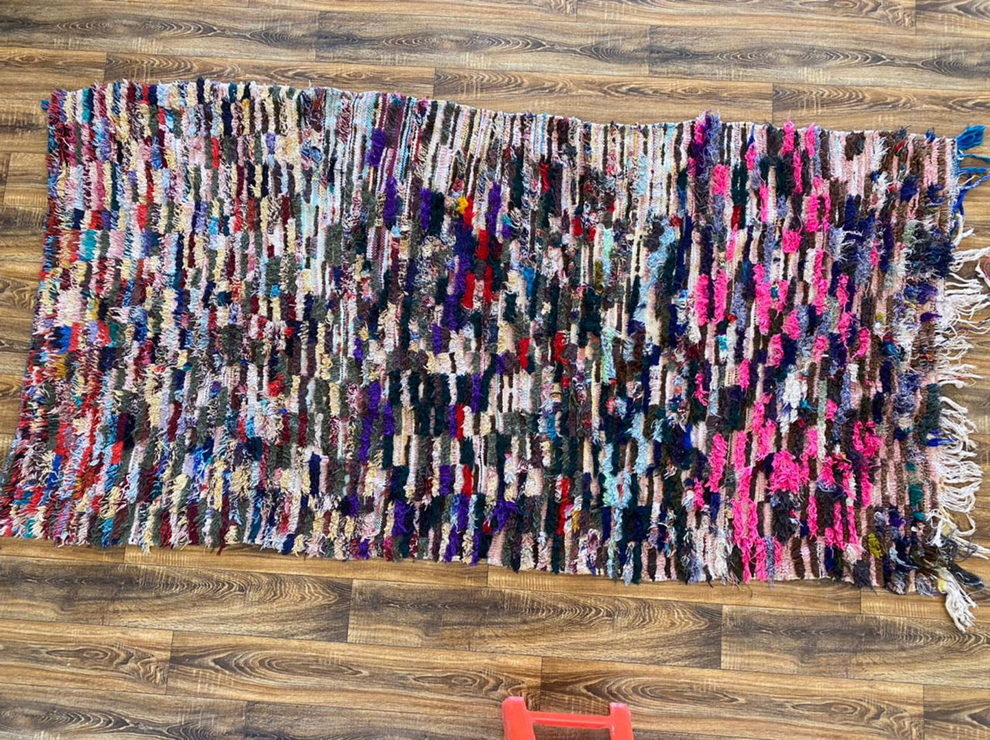 Colorful Shag Rugs 4x9, Moroccan Vintage Berber area Rug.