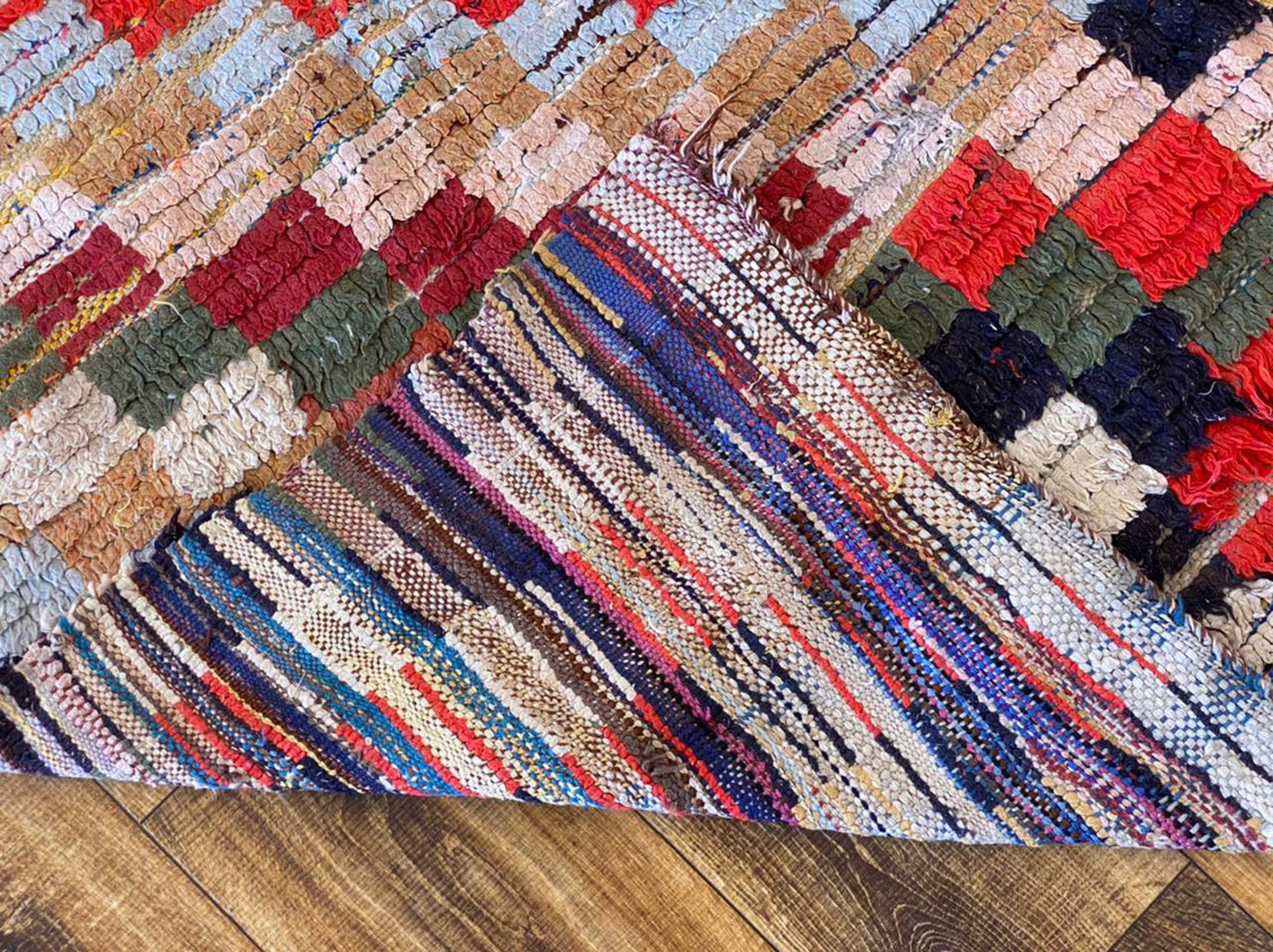 Moroccan vintage checkered colorful area Rug, 4x7 Hand woven Tribal Berber Rugs,