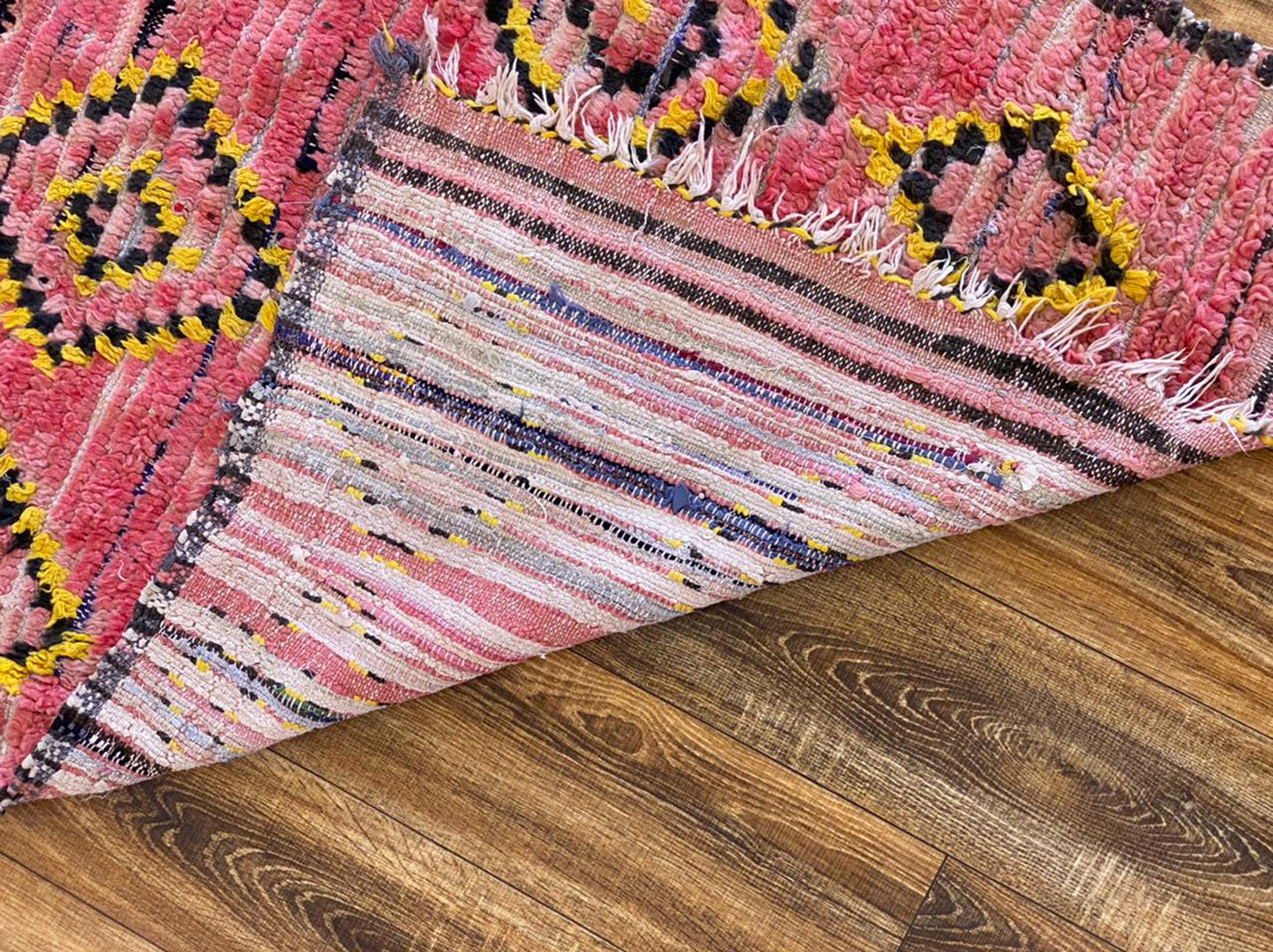 Faded Pink runner Rugs 3x8, Vintage Moroccan woolen Berber Rug.