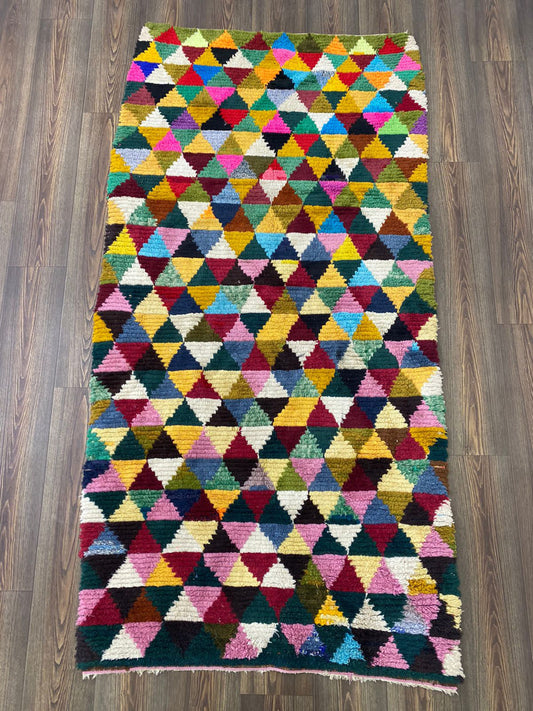 Tapis berbère à losanges 3x7, tapis marocains vintage colorés