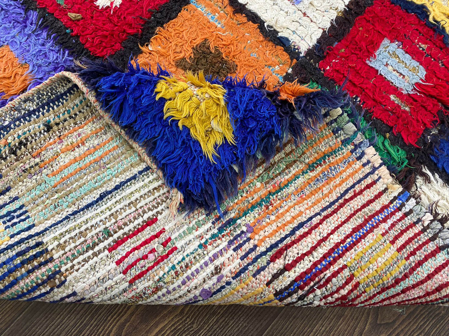 4x7 Tribal Handwoven vintage colorful Rug, Moroccan vintage grid area Rug.