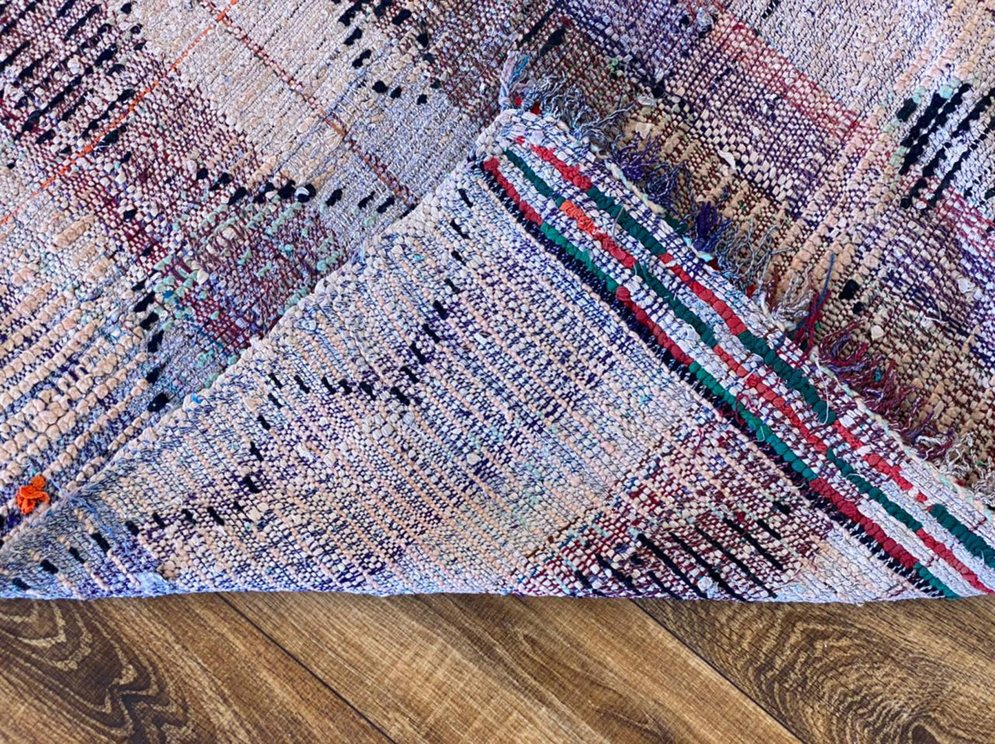 Abstract Faded Morocco Rugs, 4x7 Large Vintage Flatweave area Rug.