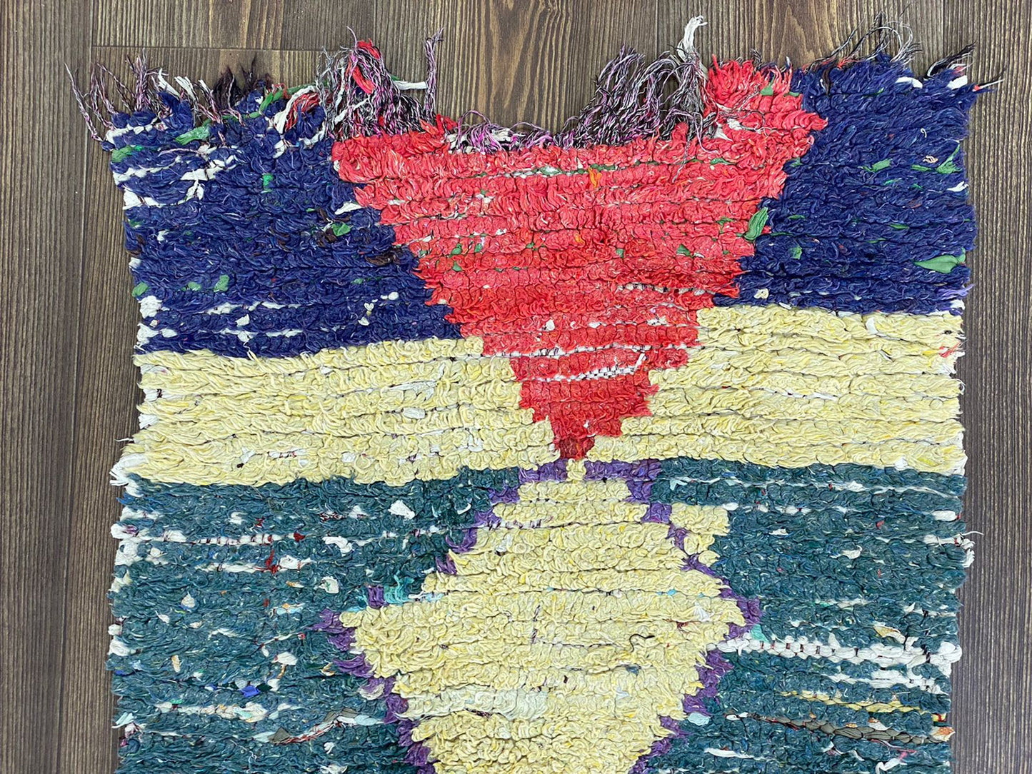 Vintage handwoven Moroccan Berber colorful narrow Runner Rug 2x7.