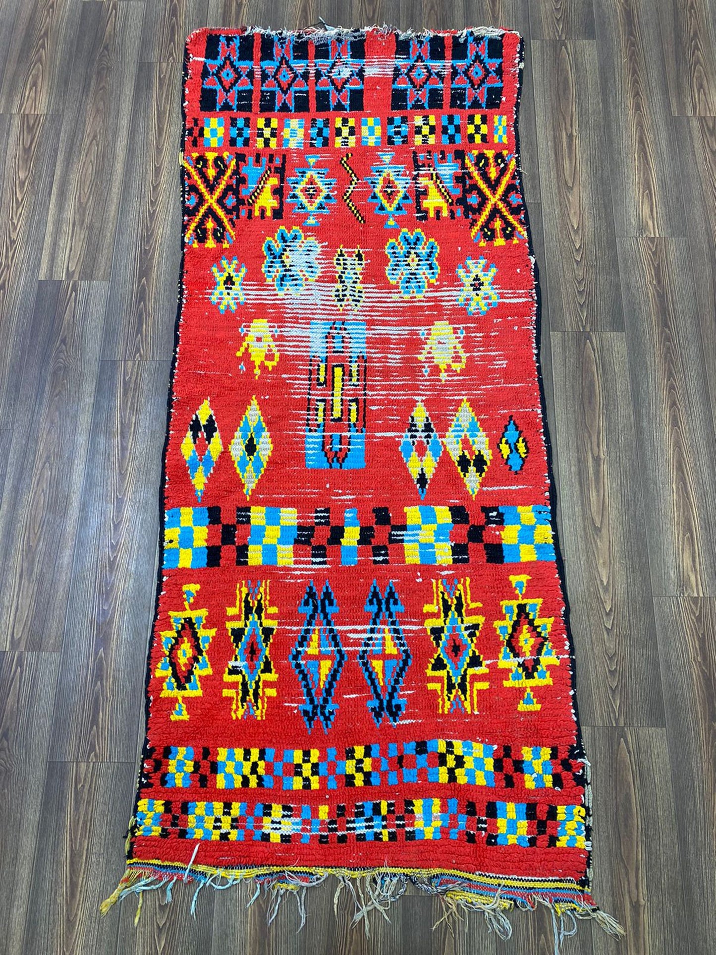 Moroccan runner Rug, 3x8 Berber vintage woven Rug.