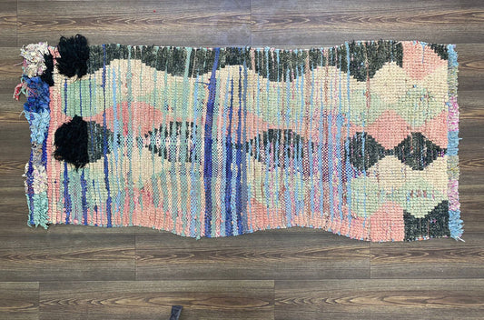 Tapis de couloir étroit délavé 3x6, tapis berbère marocain vintage usé.