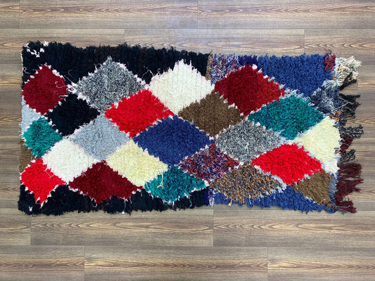 Tapis berbère tissé à la main coloré, tapis marocain étroit 3x6