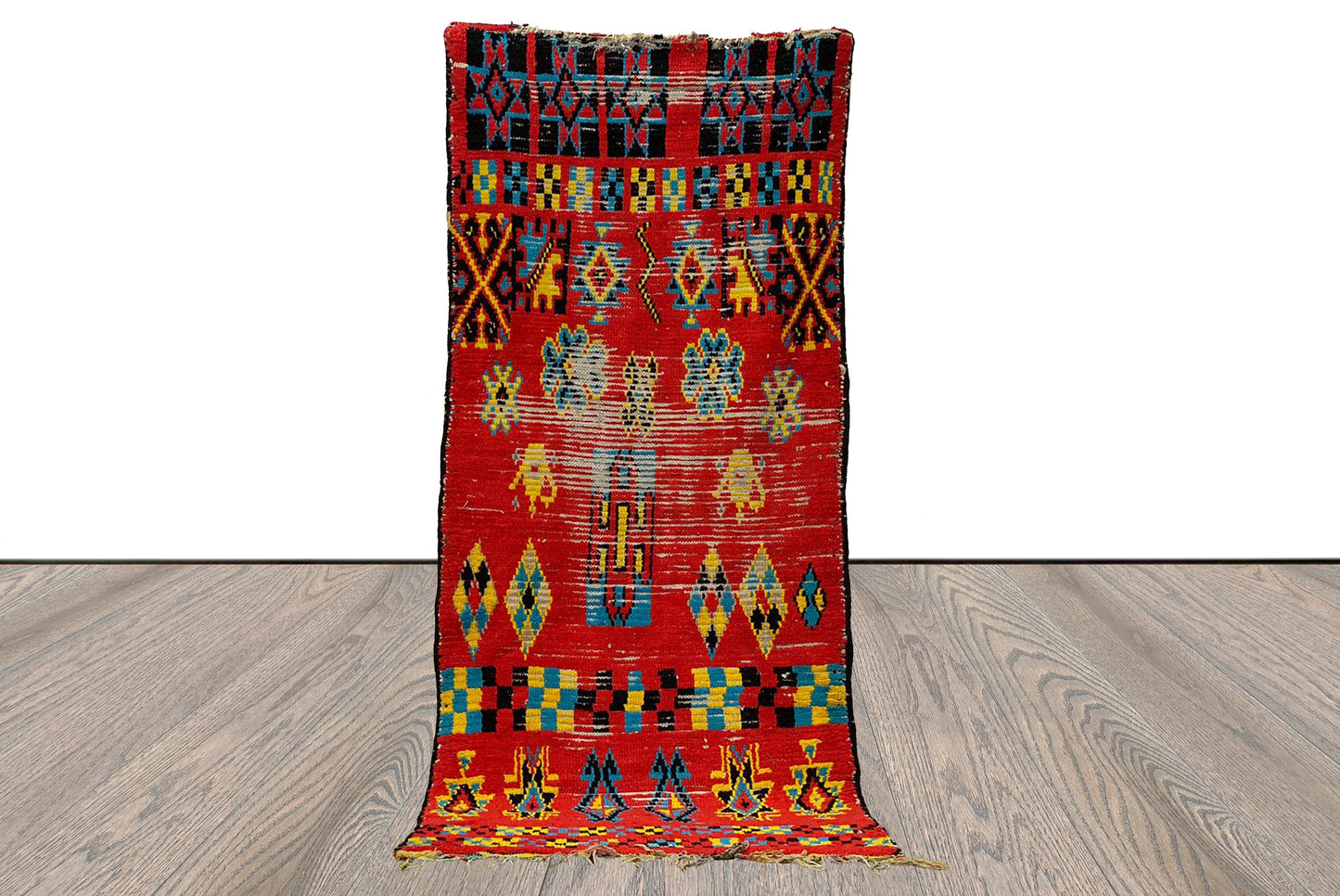 Moroccan runner Rug, 3x8 Berber vintage woven Rug.