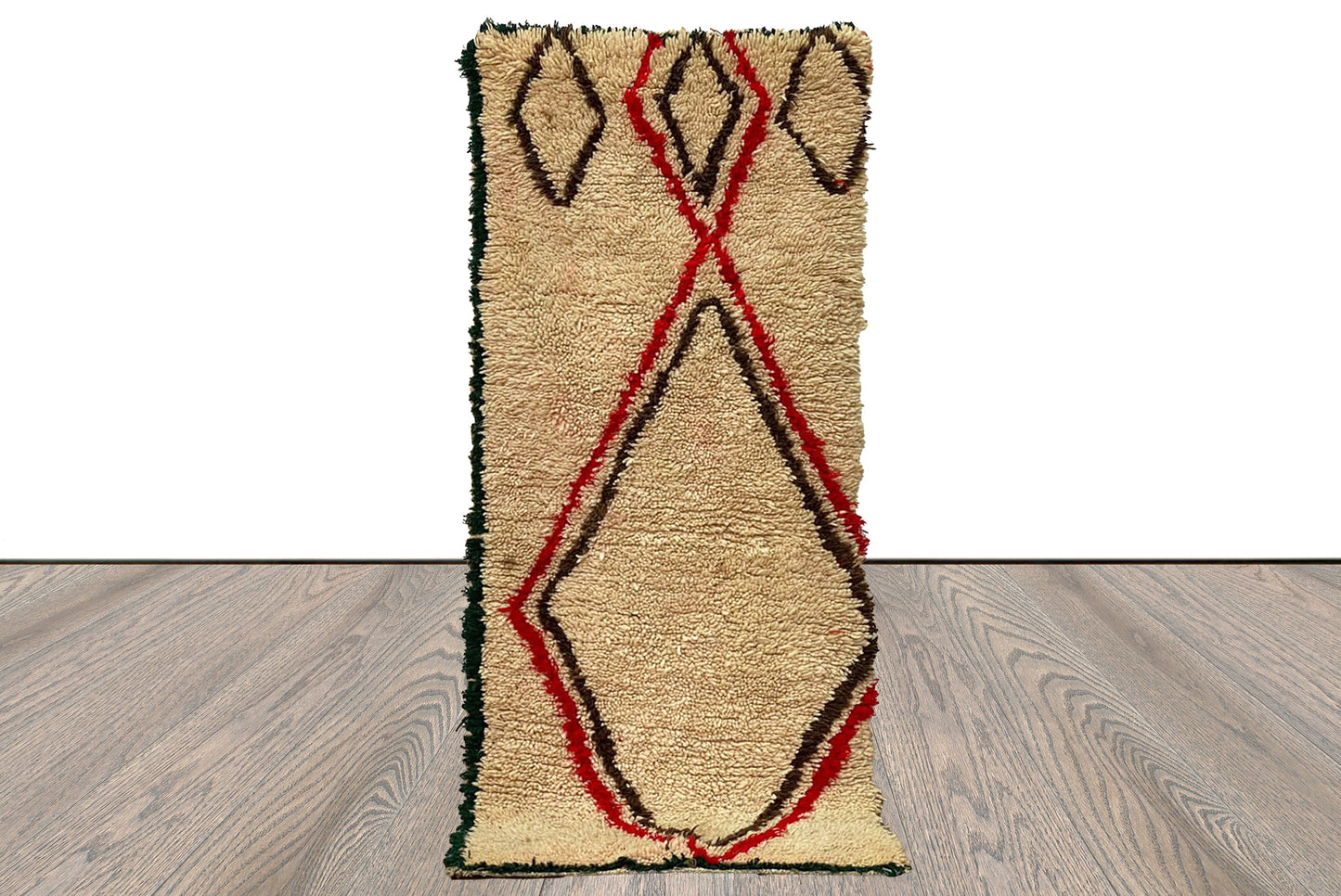 Vintage tan runner Rug, 3x7 Moroccan Berber narrow Rugs.