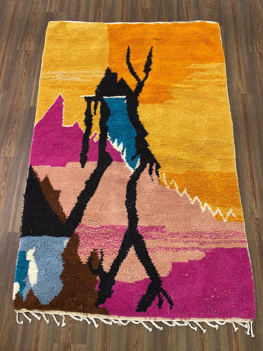 Abstract Art Rug, 8x5 Moroccan Soft Area Rug