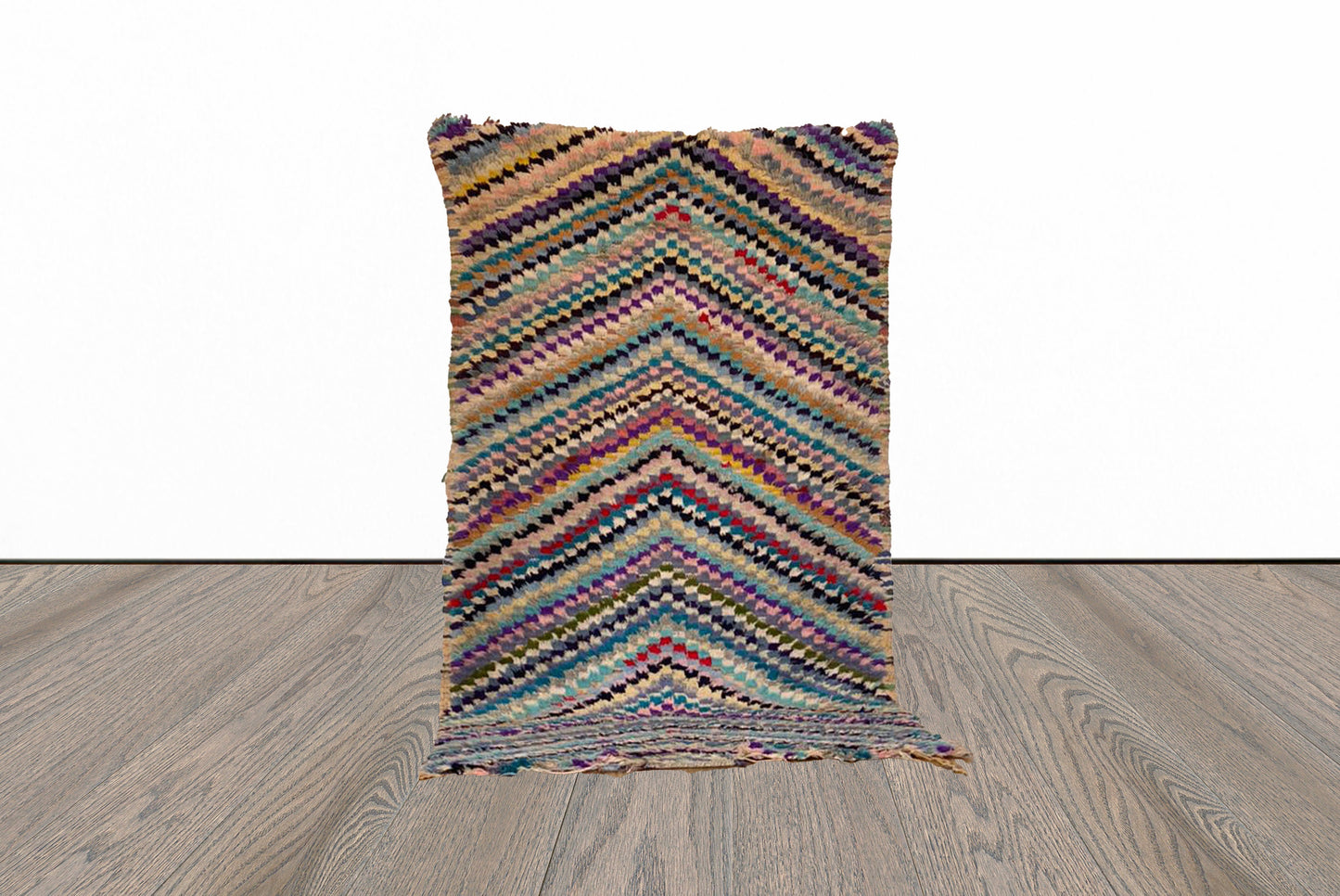 Chevron checkered 3x6 Moroccan vintage Berber Colorful runner Rug.