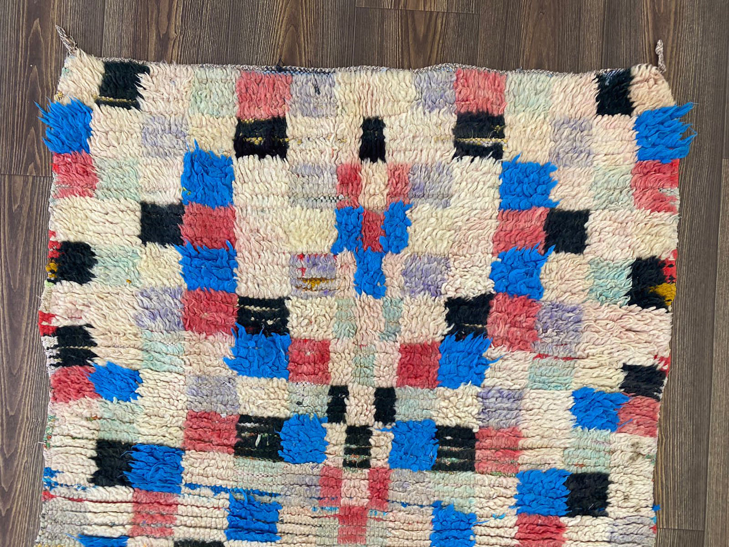 10x3 Feet Colorful checkered Vintage Runner Rug.