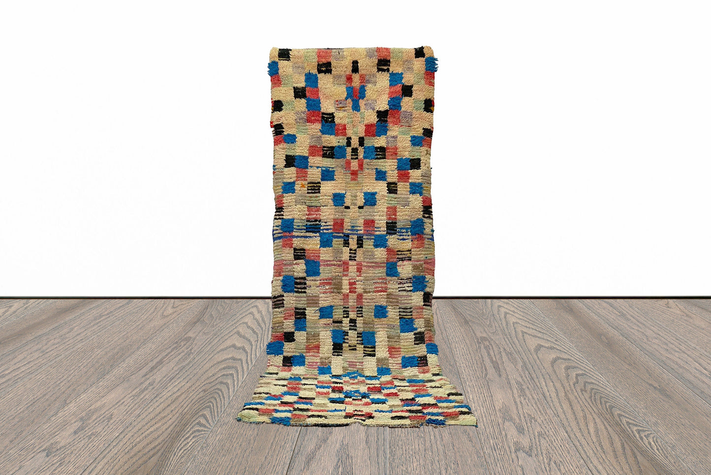 10x3 Feet Colorful checkered Vintage Runner Rug.