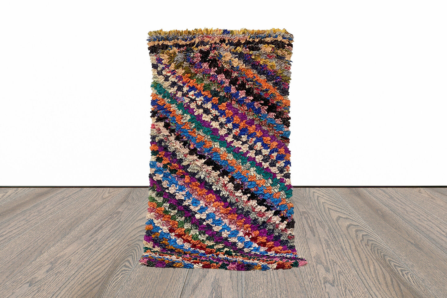 3x6 Vintage Boucherouite Runner Rug.