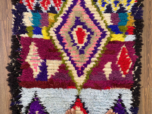 Tapis de couloir marocain vintage coloré de 3 x 11 pieds.