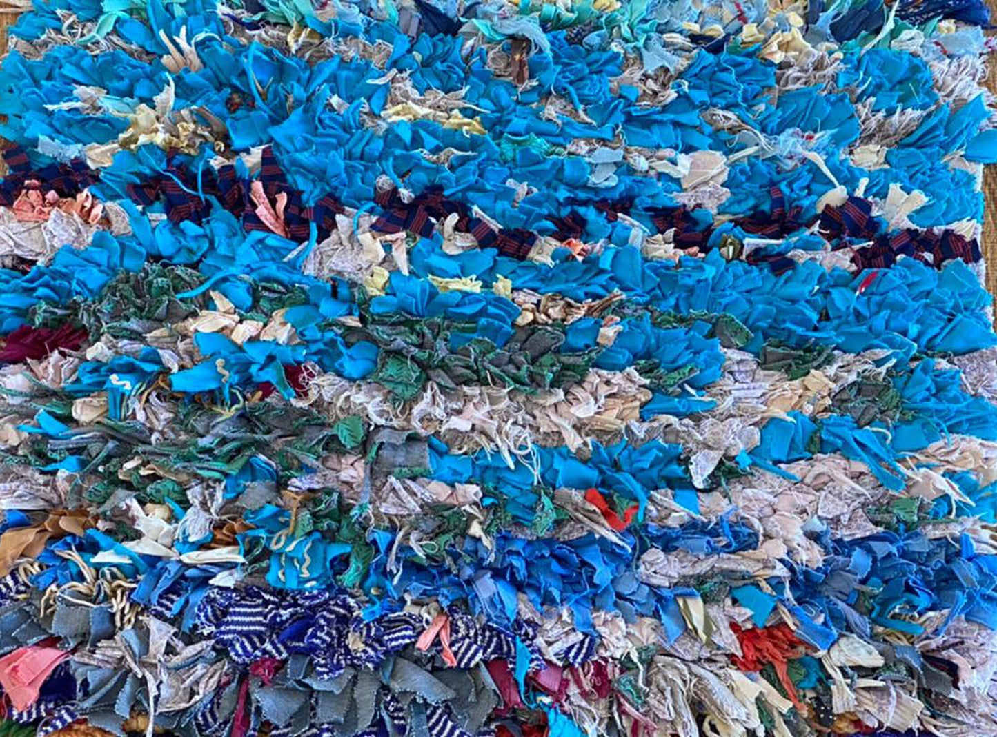 Vintage Narrow Boucherouite Moroccan Shag runner Rug 3x7.