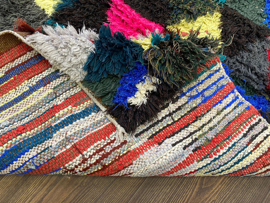 Tapis de couloir berbère marocain vintage 2x7 pieds.