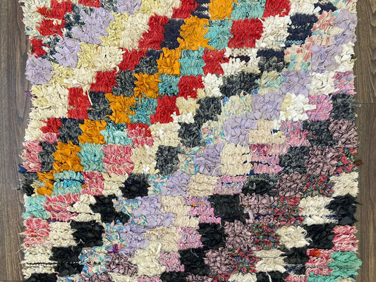 8x3 Feet Squire Boucherouite Vintage Rug Runner.