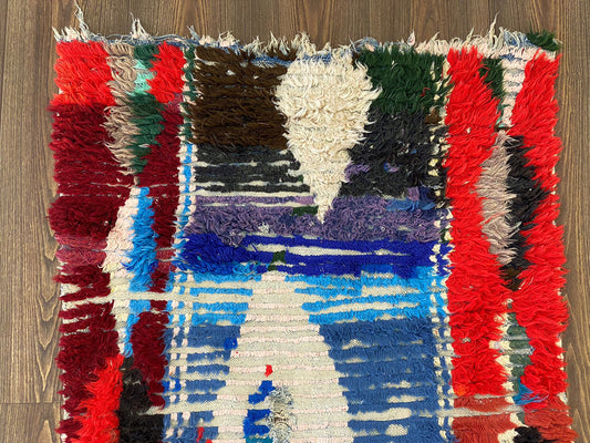 3x9 Berber Vintage Handwoven long runner Rug, Moroccan Old Rug.