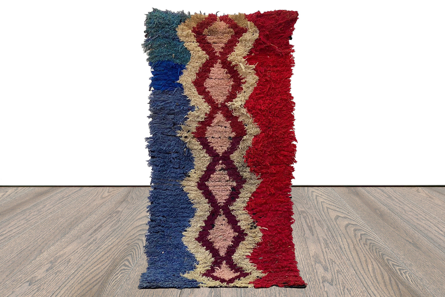 3x6 Small vintage narrow runner Rug, Moroccan Colorful Shag Rugs.