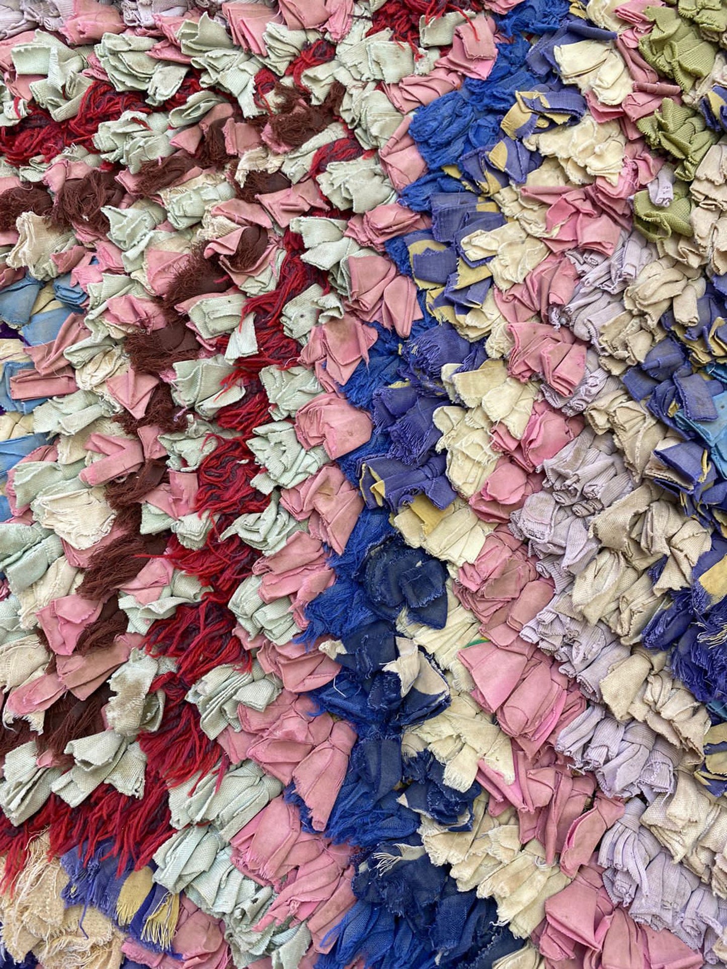 6x3 Colorful Boucherouite Moroccan Rug. Woven Tribal Berber narrow Shag runner Rug.