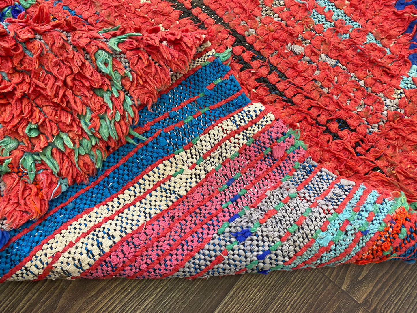 4x9 Feet Moroccan Vintage Red Area Rug.