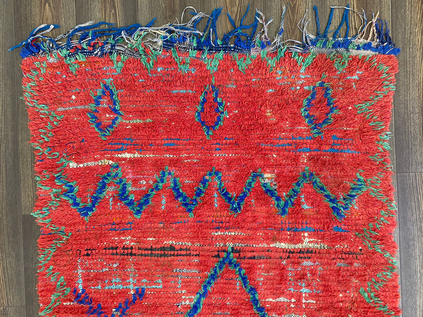 4x9 Feet Moroccan Vintage Red Area Rug.
