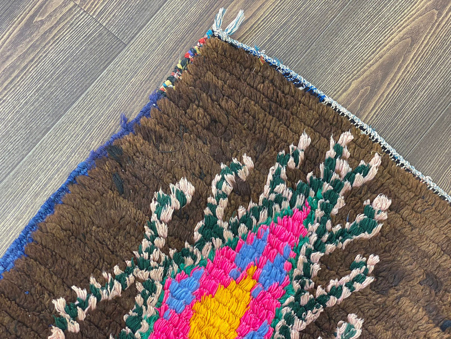 Tapis de couloir marocain coloré noué à la main 3x7.