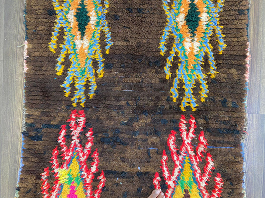 Tapis de couloir marocain coloré noué à la main 3x7.