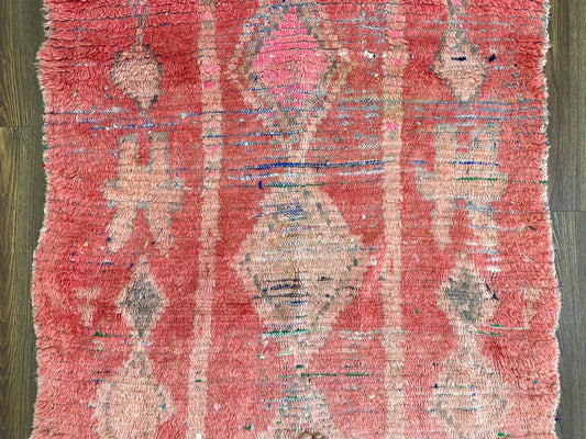 7x4 Feet Vintage Moroccan Red Area Rug.