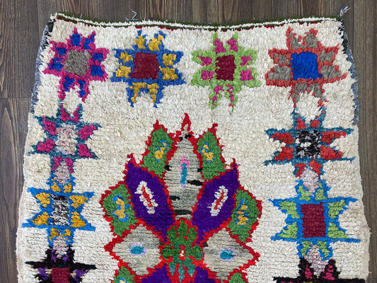 Tapis de couloir décoratif coloré Boucherouite 3x6 pieds.