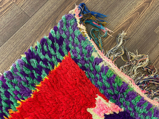 9x3 Feet Colorful Moroccan Vintage Runner Rug.