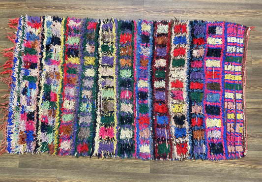 Tapis berbère coloré, tapis à grille vintage marocain 4x6.