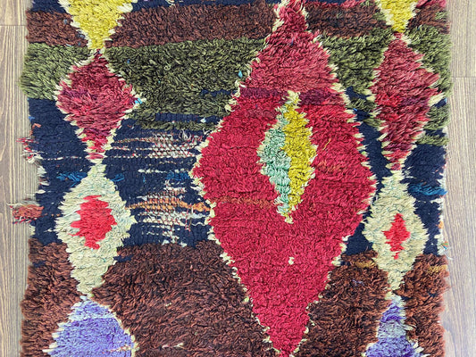 Tapis de couloir étroit et coloré à motifs de diamants vintage 10x2.