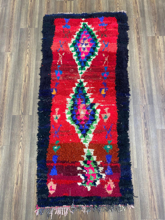 Moroccan Red Berber Small runner Rugs, 3x6 Vintage Handwoven colored Rug.