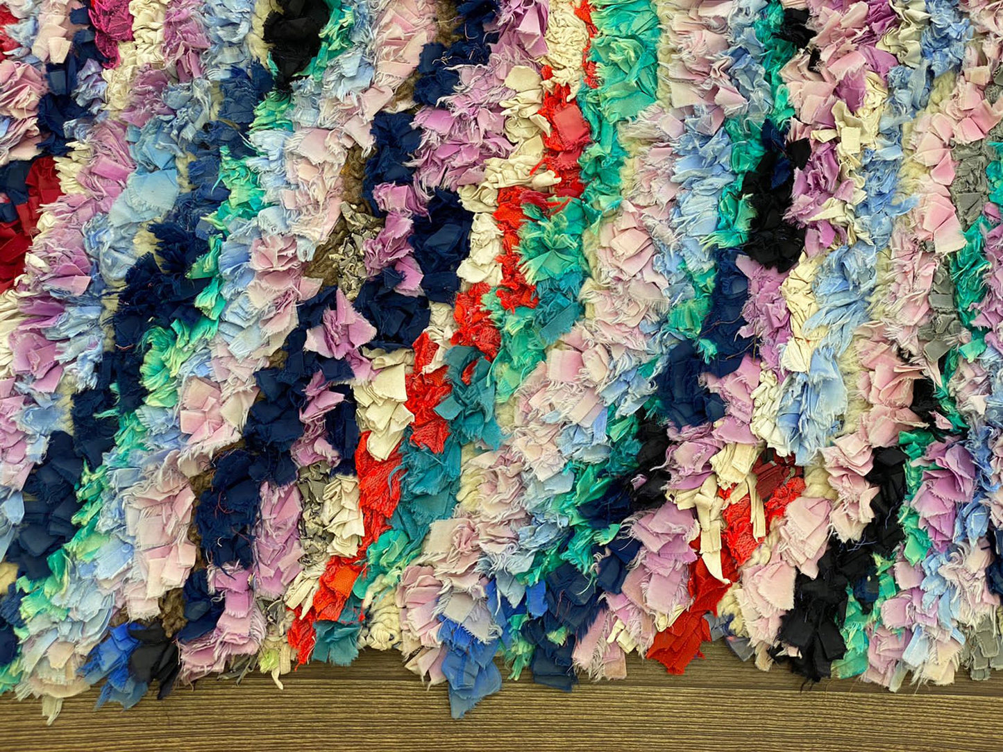 3x7 Chevron Boucherouite colorful narrow runner Rugs, Moroccan vintage Rug.