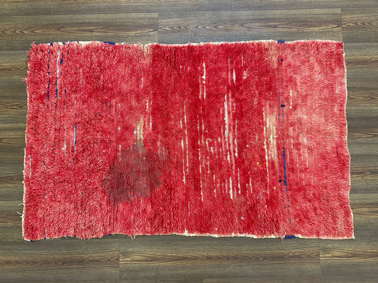 Vintage solid small area Rug, 3x6 Handwoven Berber Moroccan Rugs.