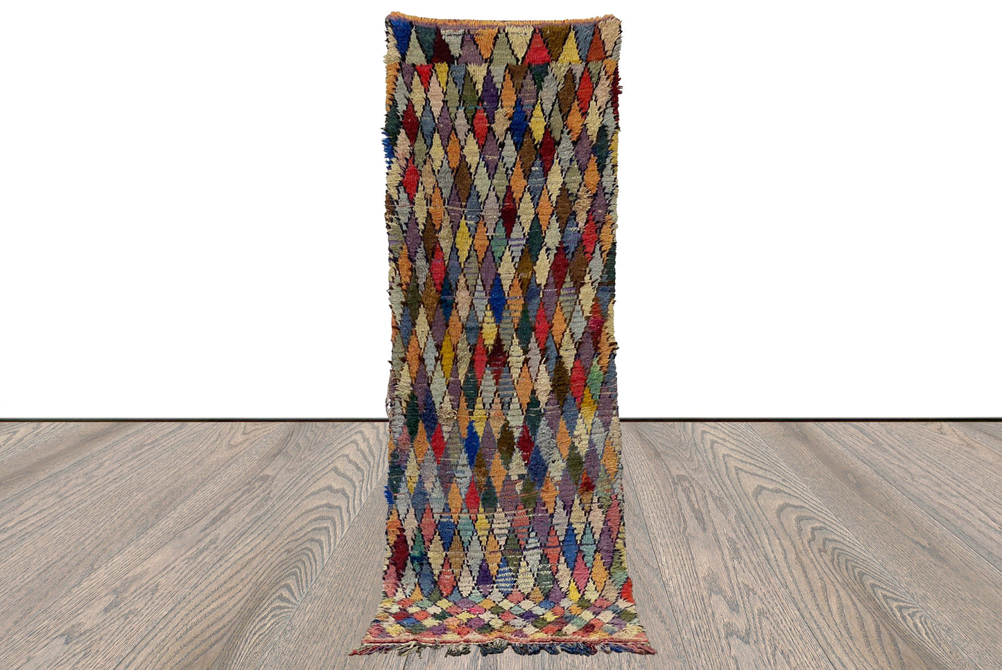 Morrocan narrow Rugs, 2x8 Vintage Diamond Colorful Runner Rug.