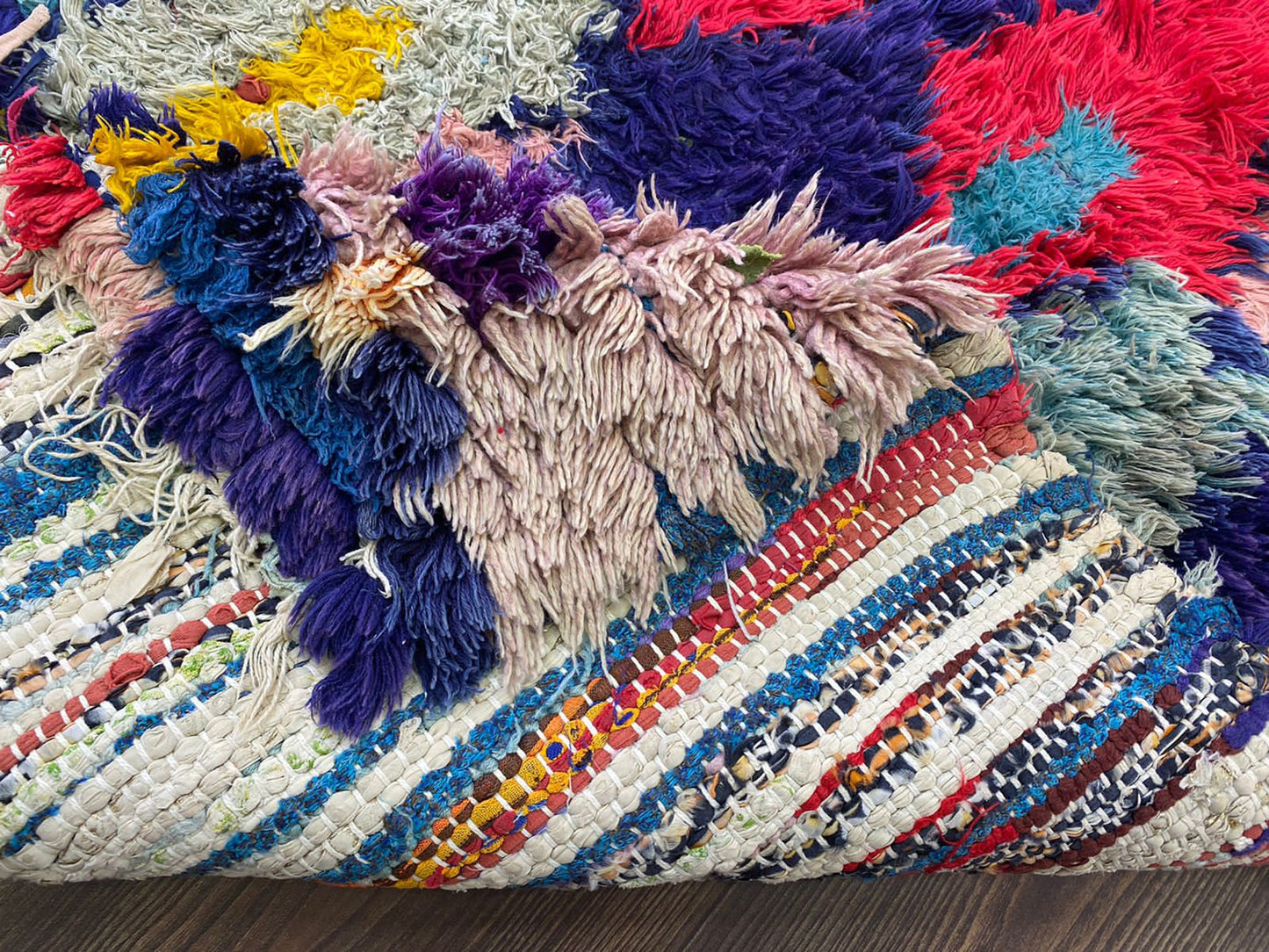 Moroccan shag Rugs. 3x7 Berber Vintage Colorful Handwoven Rug.