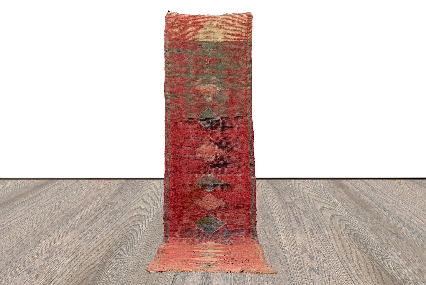3x10 Moroccan narrow runner Rug, Bohemian Home décor Faded Red Rug.