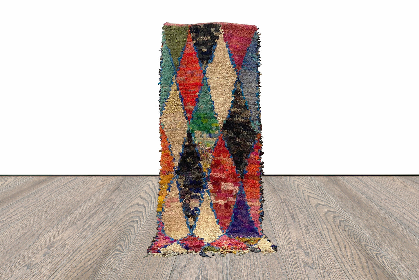 3x9 Vintage Diamond Boucherouite Rug Runner.