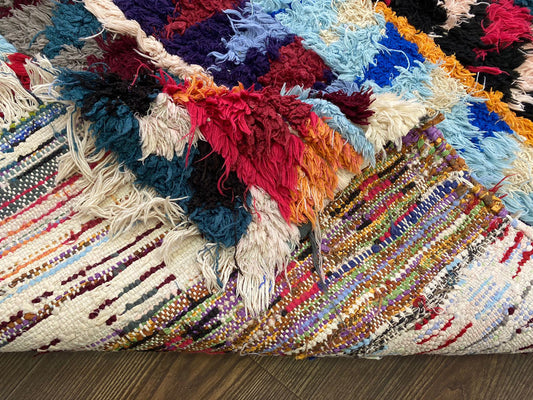 Tapis marocains extra longs et étroits, tapis berbère vintage coloré à losanges 3x10.