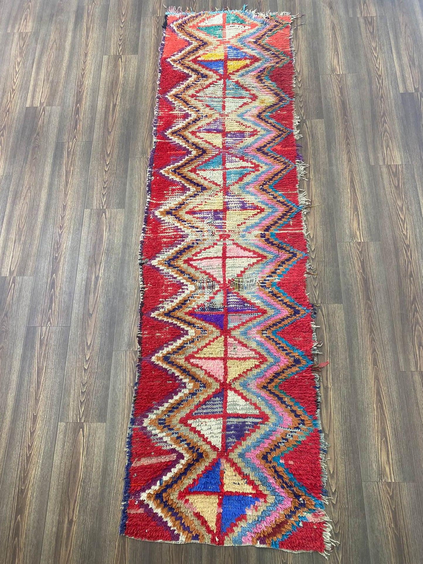 2x9 Long Colorful Moroccan Berber Rug Runner.