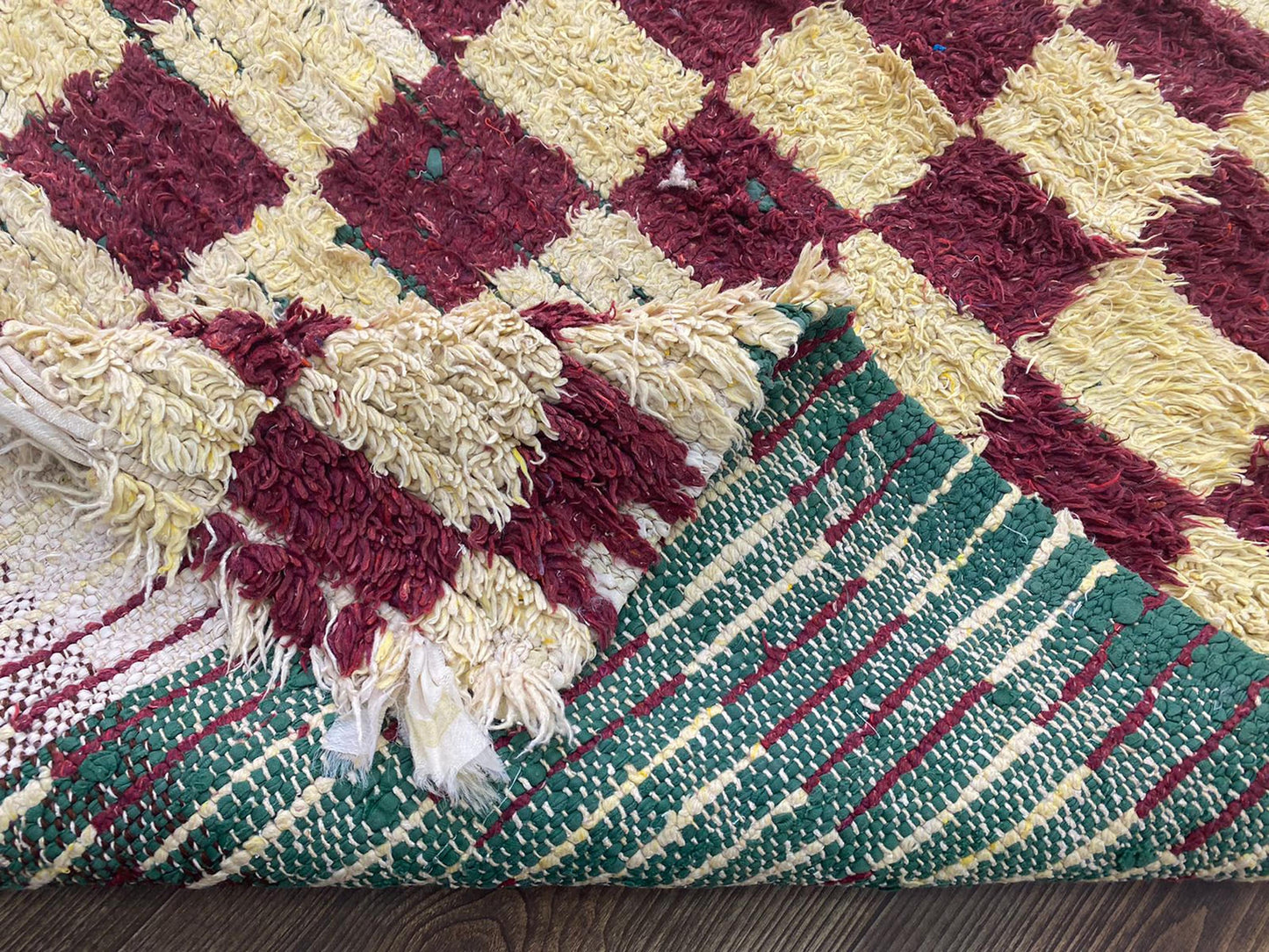 Tapis de couloir marocain en coton à carreaux 3x10.