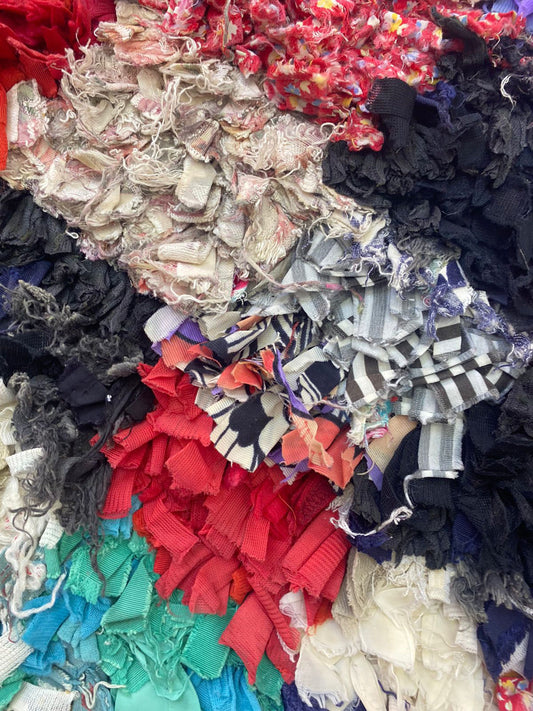 8x4 Checker Boucherouite Moroccan Rug.