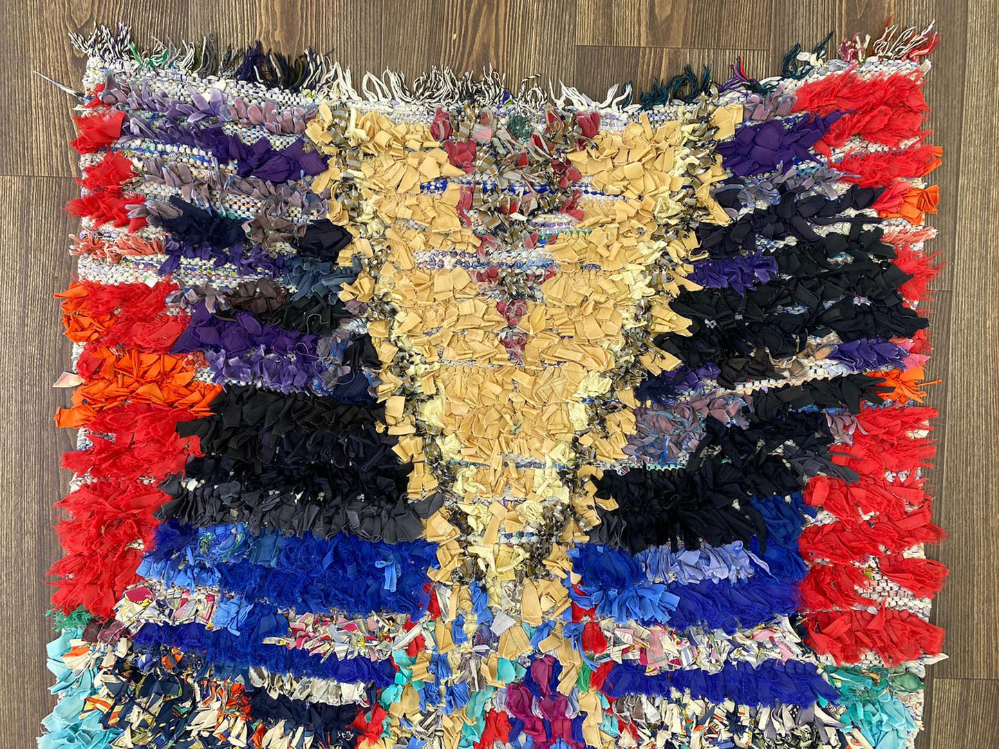 Tapis tribal Boucherouite coloré 3x6.