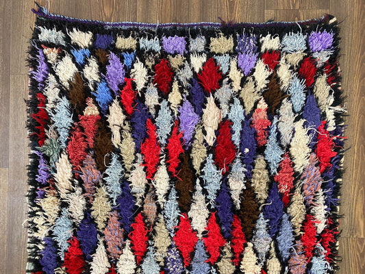 3x7 Vintage Colorful Diamond Runner Rug.
