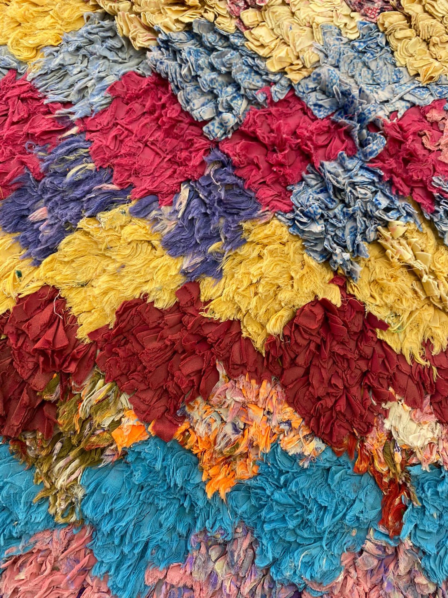 5x3 Checkered Boucherouite Colorful Rug Runner.