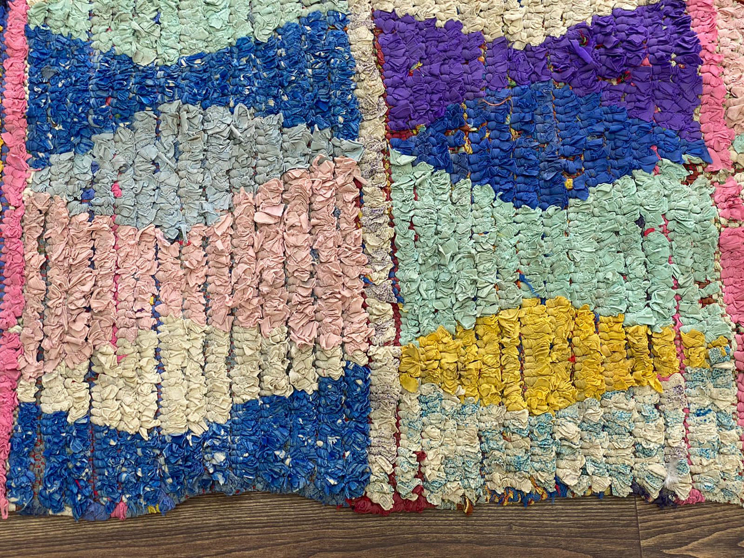 3x7 Colorful Boucherouite Vintage Runner Rug.