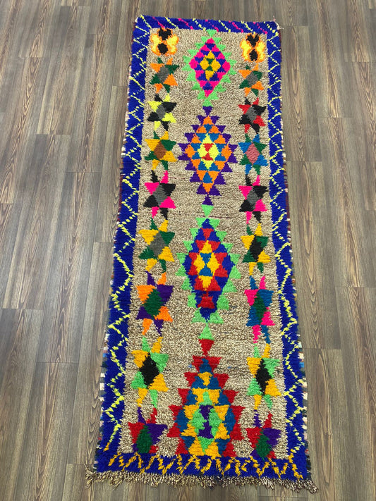 Berber Moroccan colored runner Rug, 3x8 Berber vintage bohemian Rug.